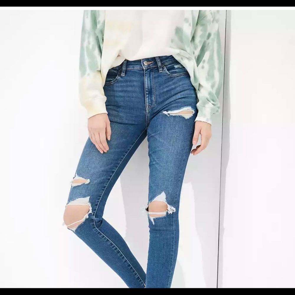 American Eagle Ripped Hi Rise Jegging - Picture 2 of 5
